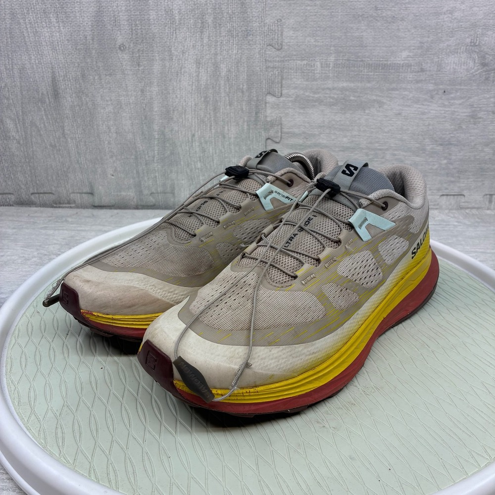 Salomon Ultra Glide 2 Shoes Mens 10.5 Tan Yellow Red Trail Running 472122